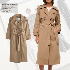 ODM/OEM Women's Casual Trench Coat Custom Long Autumn Winter Jacket with Cotton Belt Oversized Elegant Coat
