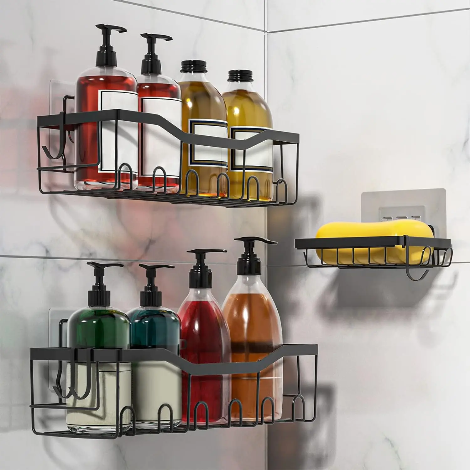 Wall Mounted Bathroom Caddy Shower 3 Piece Stainless Steel Bathroom