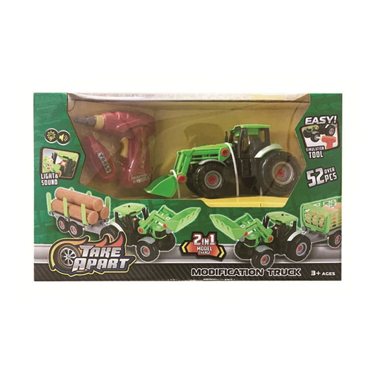 
 Как 2 в 1, постройте свой собственный автомобиль, игрушечный Фермерский грузовик с электрической дрелью, светом и звуком | Подарочные игрушки для мальчиков 3,4,5,6,7 лет  