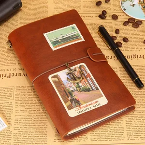Wholesale Custom Blank Classic Vintage Kraft Journals Handmade PU Leather Notebook Loose-Leaf Planner Notebook