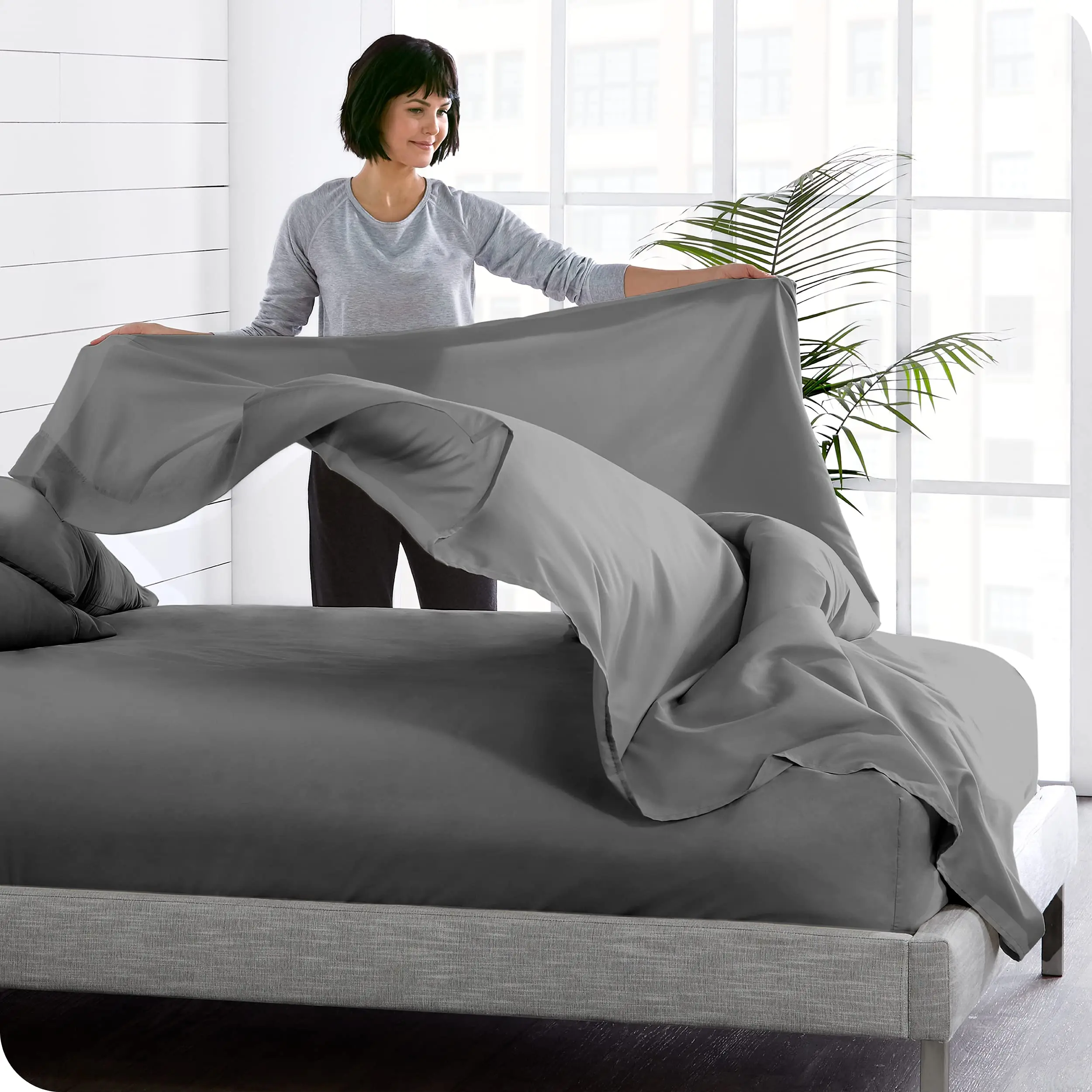 100 Luxury Bamboo Super Soft Grey Colors Hotel Bamboo Bedding Sets Bed