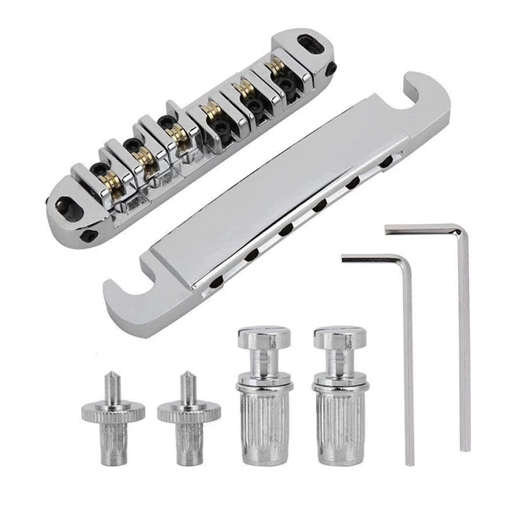 Set of Roller Saddle Black Tune-O-Matic Bridge Tailpiece Studs for LP Electric Guitar Replacement Parts 