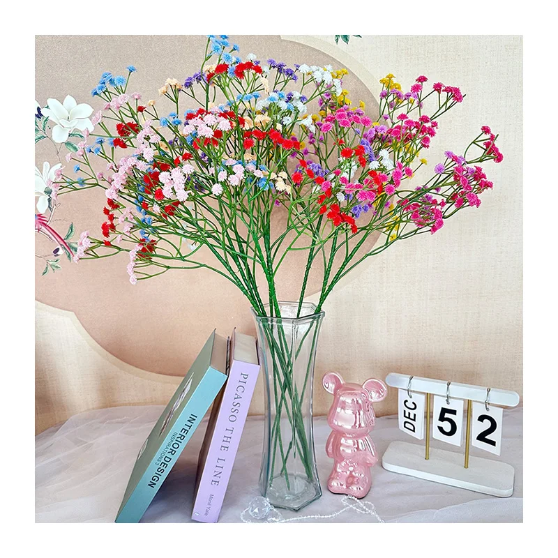 YUJIA soft glue babysbreath Transparent Glass Vase Bamboo  Water  Arrangement Living Room Dining Table Christmas Ornament