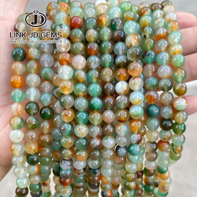 JD Wholesale 10 12mm Pick Size Natural Stone Round Loose Spacer Dyed  Color Peacock Agate Beads for Jewelry Making