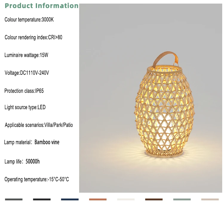 Outdoor Garden Light Wholesale Customized Bamboo Cane Lamp Outdoor