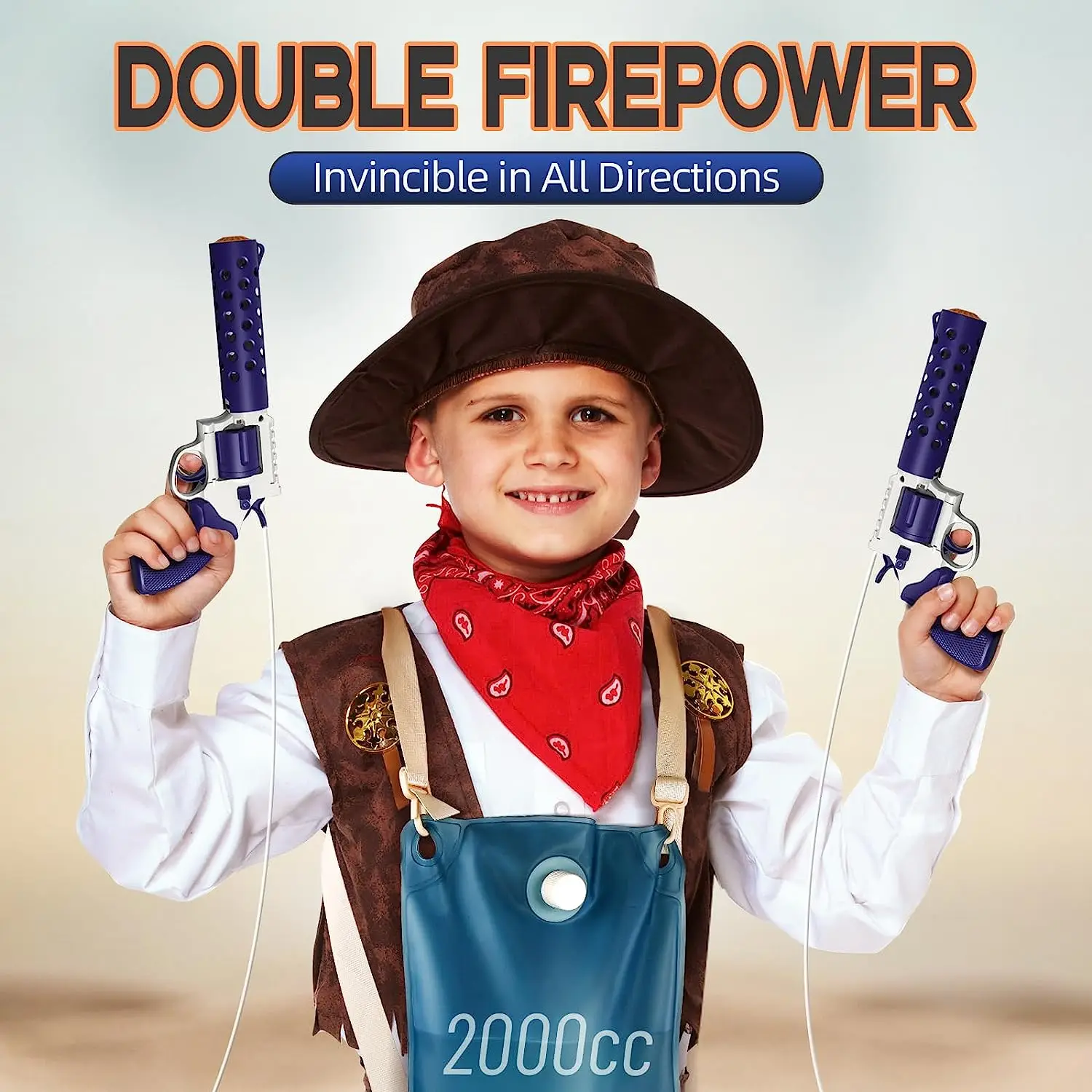 Dual Revolver Water Gun - Large-Capacity Backpack Toy