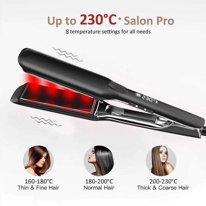 Electric 500F Hair Straightener Professional Titanium 2 in 1 Keratin Treatment Infrared Flat Iron Hair Straightener