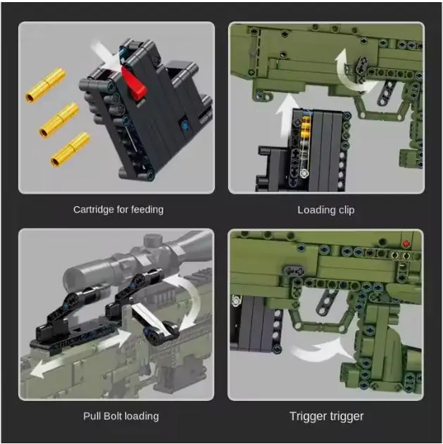 Building Blocks AWM Sniper Rifle Building Block Gun with Bullets Assemble Jigsaw Puzzle Pieces Toy Boy Gift