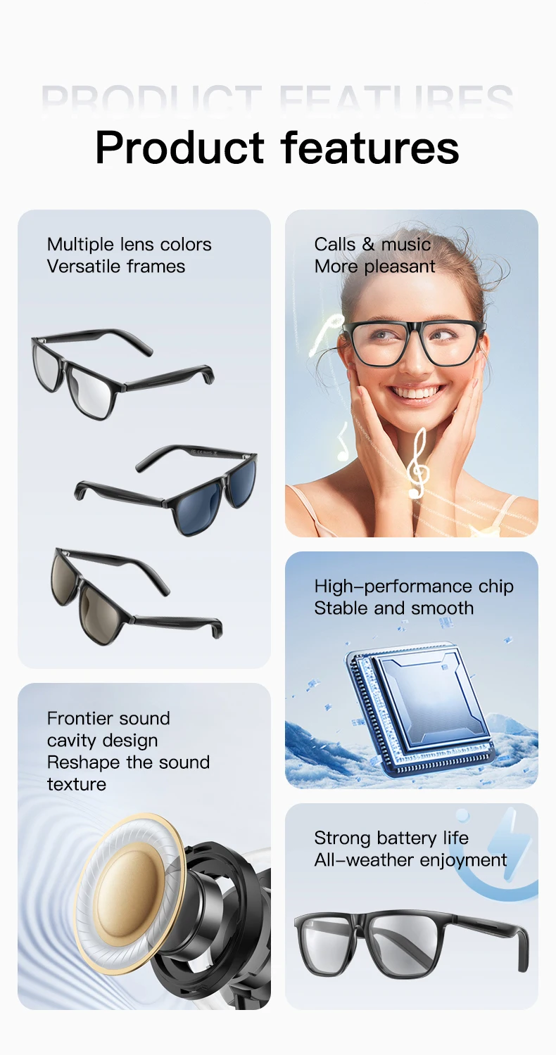 2026 GS300 Smart Sunglasses for Men Women Music Switching BT Call Step Count Wireless Sport Glasses Smart Wearable Headset