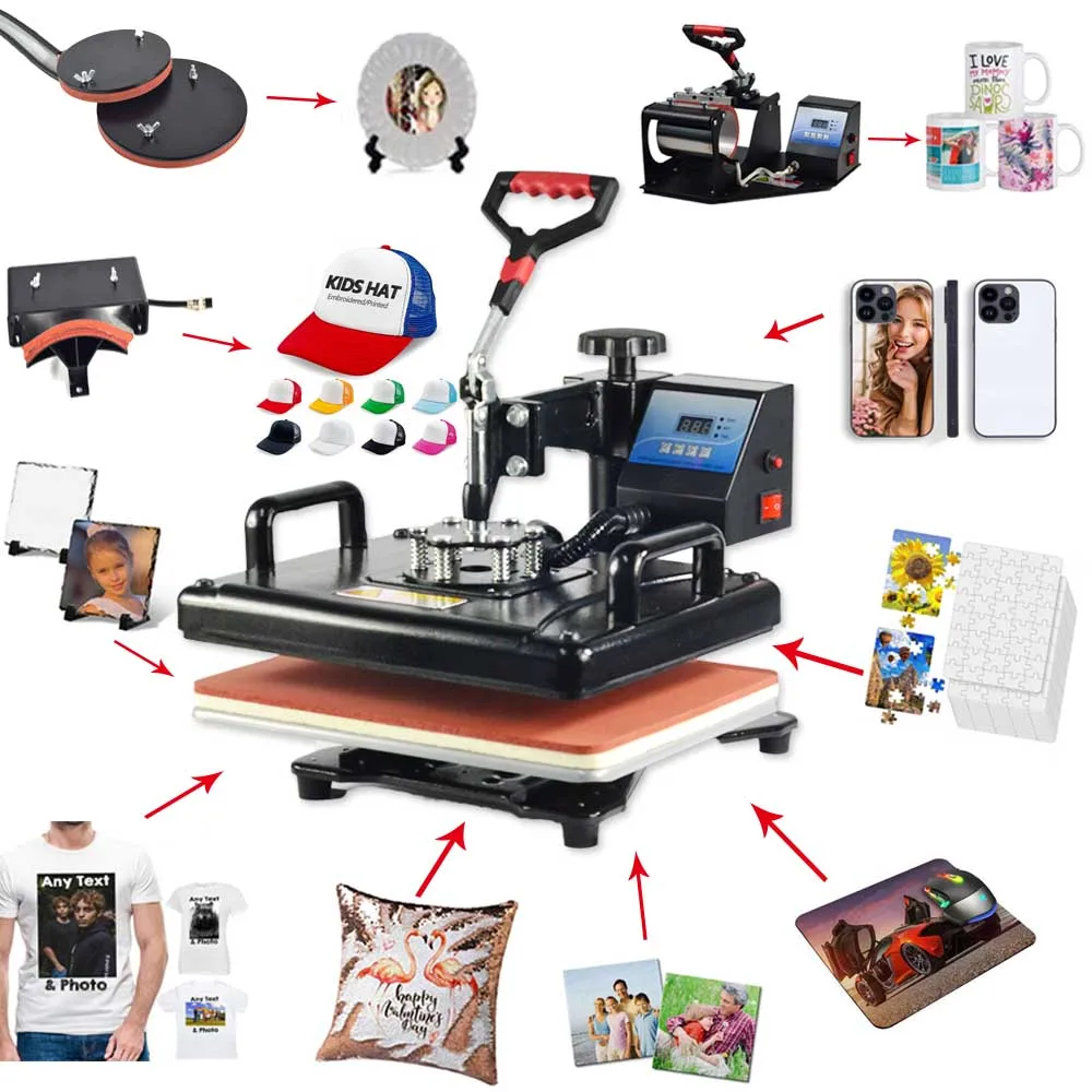Generic 8 In 1 Heat Press Machine Digital Combo Heat Transfer Sublimation Print Machine T-Shirts - Foto 6