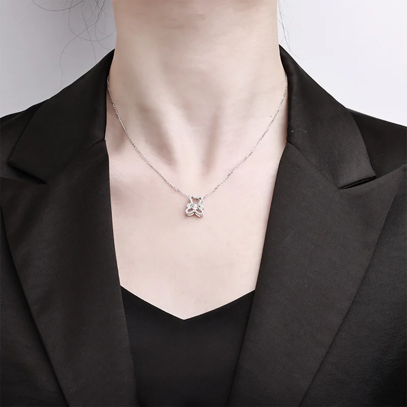 S925 Silver Bear Moissanite Pendant Necklace