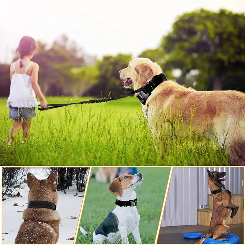 K9 Tactical Dog Collar Leash Harness Set With Soft Pouch And Patch No