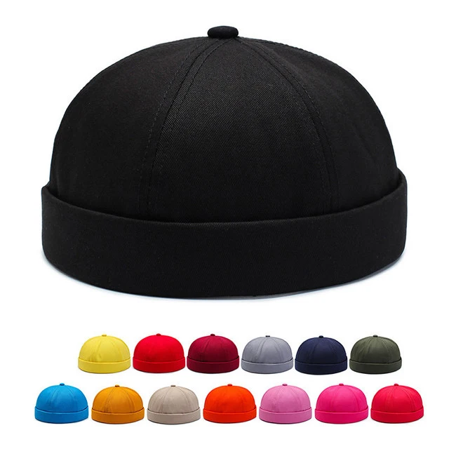 AAA952 Cheap No Brim Cotton Hat Pure Color Landlord Melon Hats Short Skull Beanie Caps Hip Hop Baseb