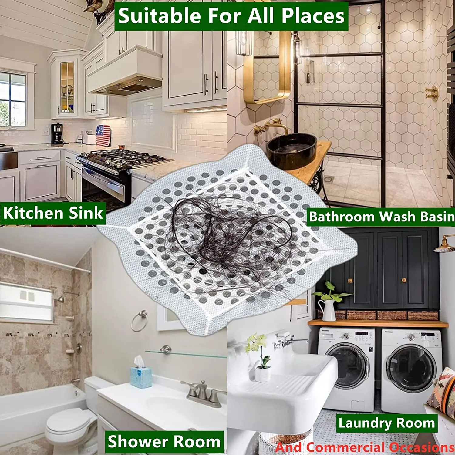 30pcs/ Pack Membrane Fabric Shower Drain Hair Catcher Mesh Stickers ...