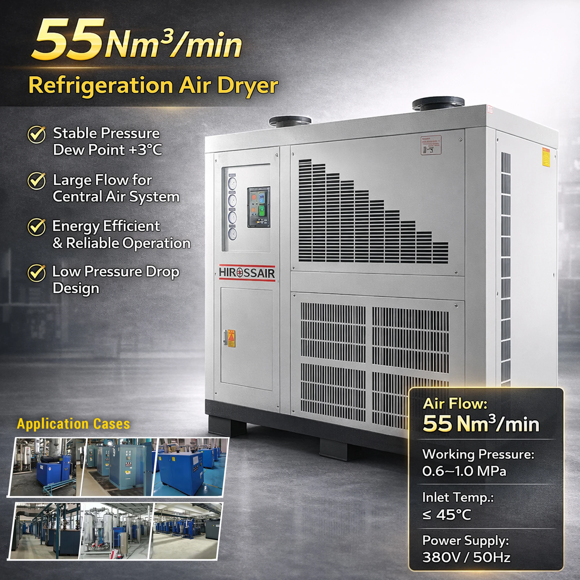Refrigerated Compressed Air Dryer Air Cooled Refrigeration air Dryer 55 Nm³/min Secador De Aire Comprimido Refrigerado