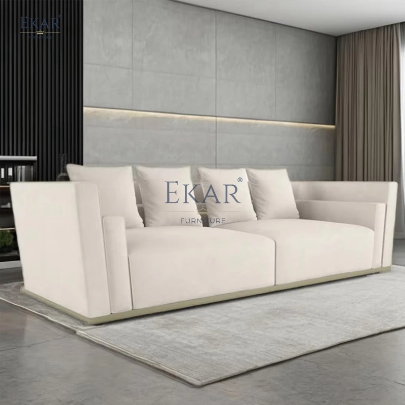 product modern european multi seater sofa luxurious comfort sleek wood velvet modular corner living room furniture hall three seat303-60