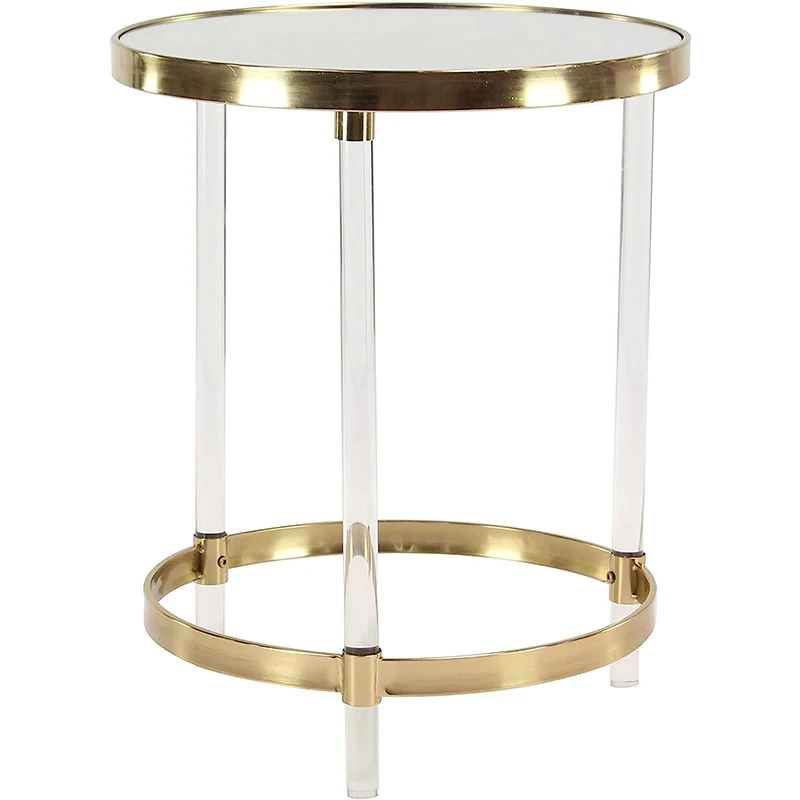 Gold Side Table Modern Luxury Plexiglass Top Acrylic Side Bench End