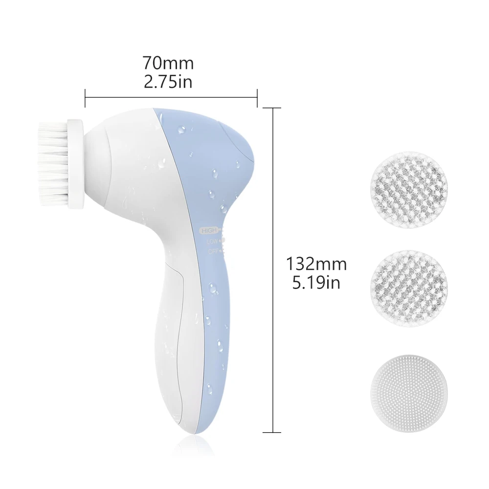 Face Cleansing Brush 3 in 1 Electric Exfoliating Massage Device Deep Cleaning Rotating Electric Facial Cleansing Brush