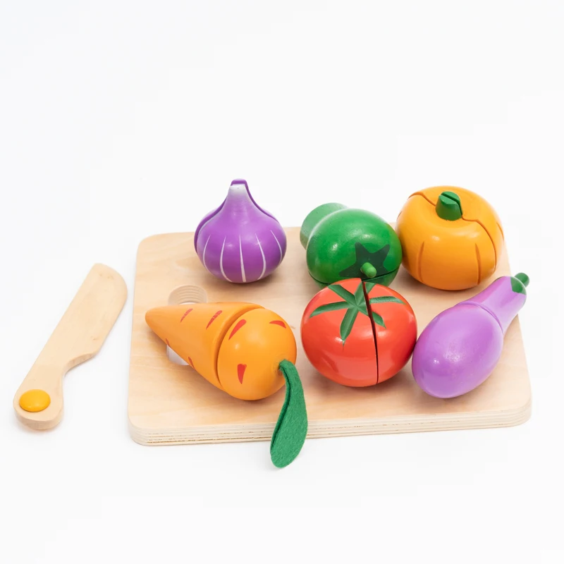 8pcs Wooden Cutting Vegetables Food Play Toy Set Kitchen Vegetable Series Pretend for