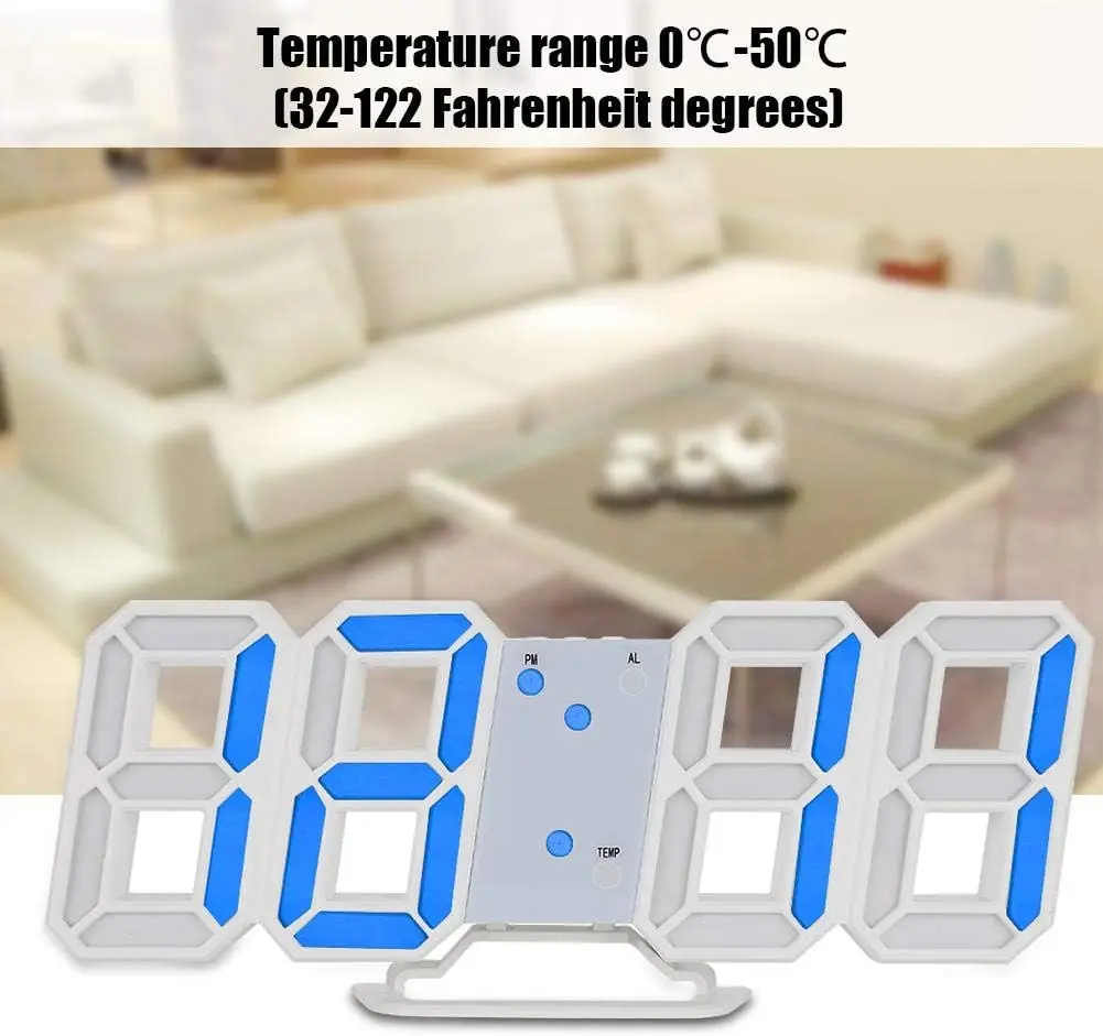 3D LED Digital Clock Wall Deco Glowing Night Mode Adjustable Electronic Table Wall Clock Decoration Living Room LED Clock