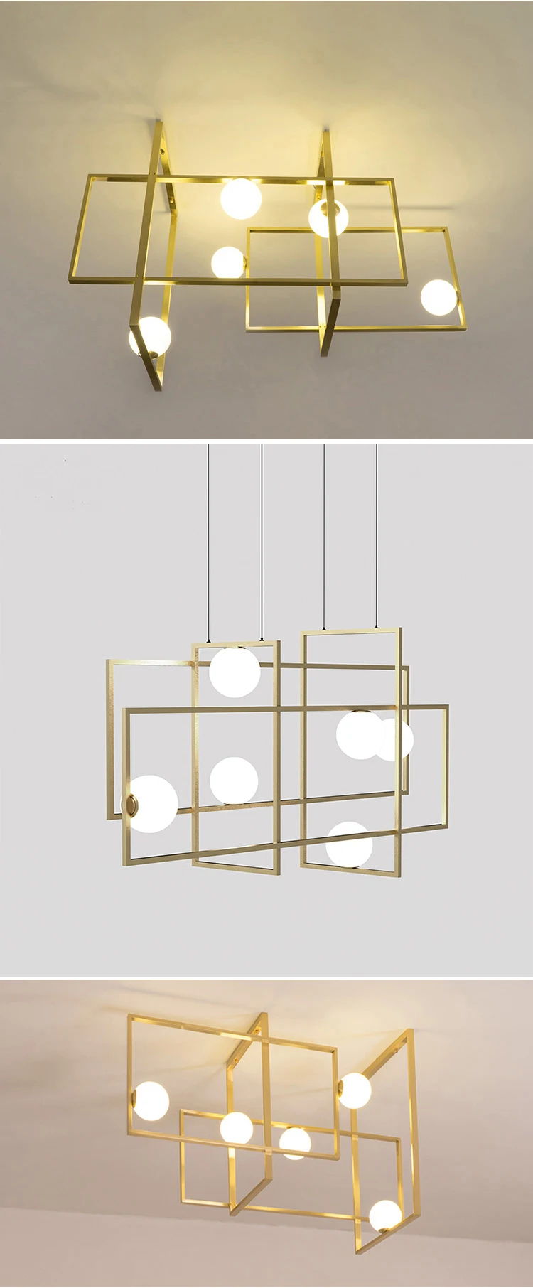 cpl 26 residential decoration chandelier metal rectangular frame custom modern led pendant light-3