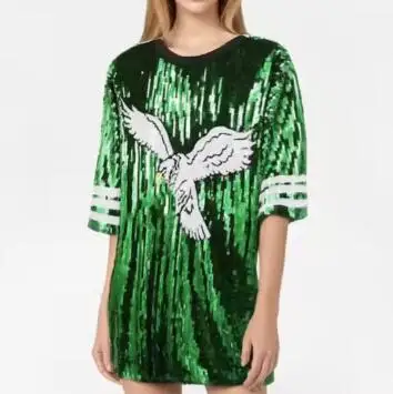 Wholesale Shiny Kelly Green Eagles Sequin Top Shirt - Breathable Women's  Football Jersey for Game Day Fans