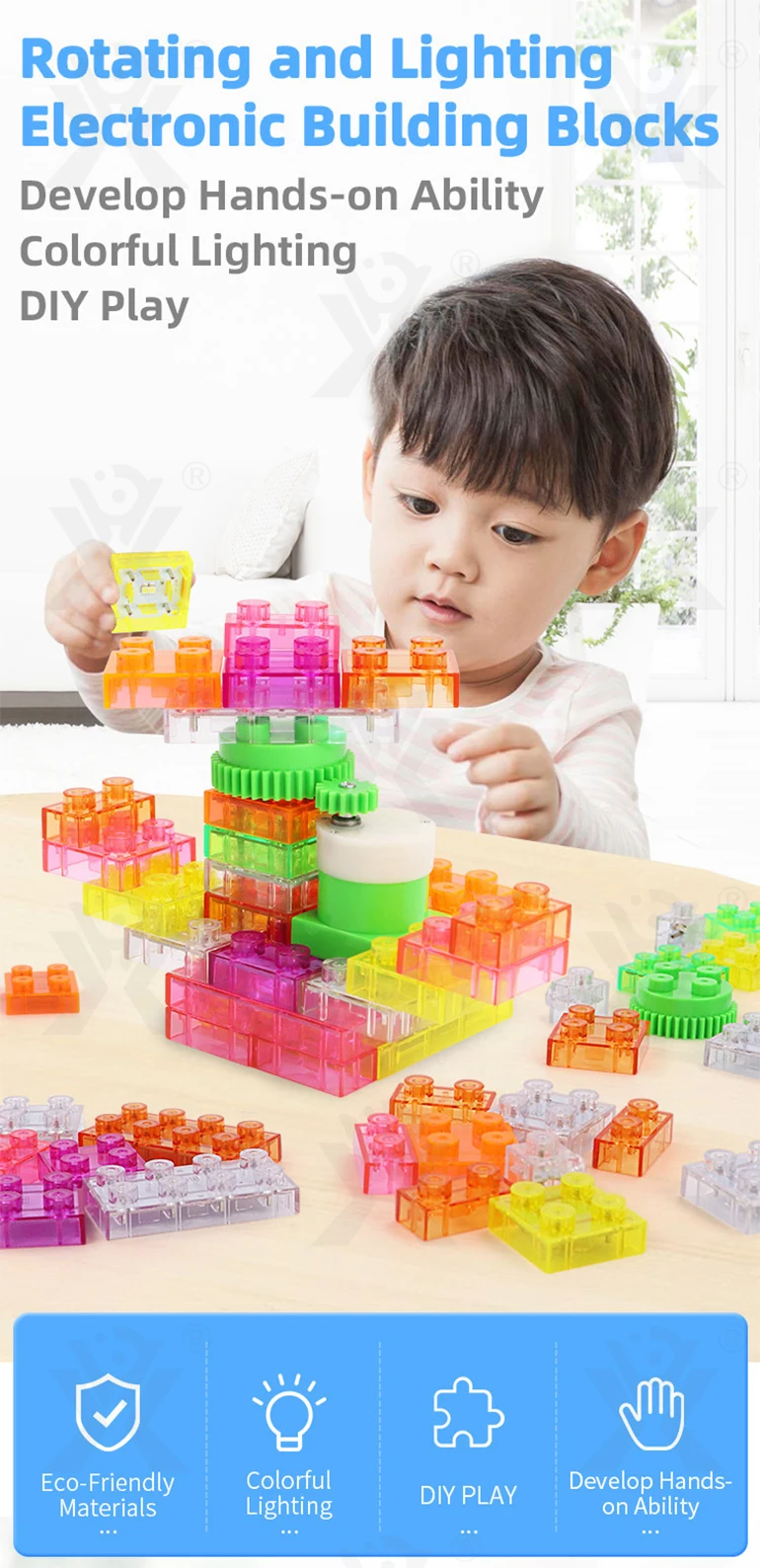 Chengji educational assembly science learning kit lighting block toy set diy electronic building blocks for kids