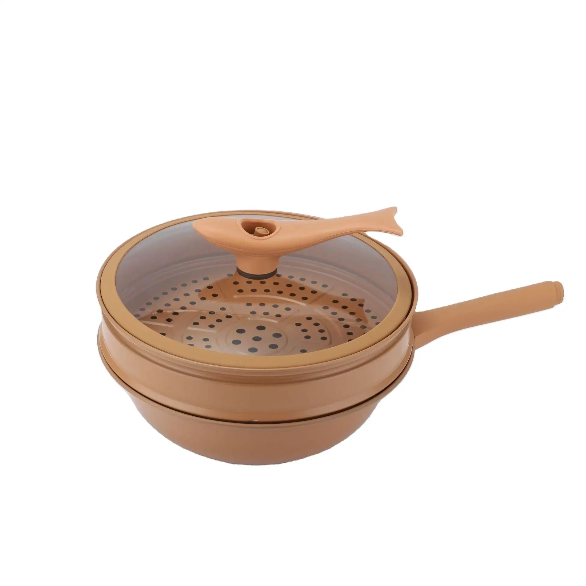 Nonstick Coating Pan Wok Home Kitchen Multifunctional Cookware Suitable for Frying Steam Boil