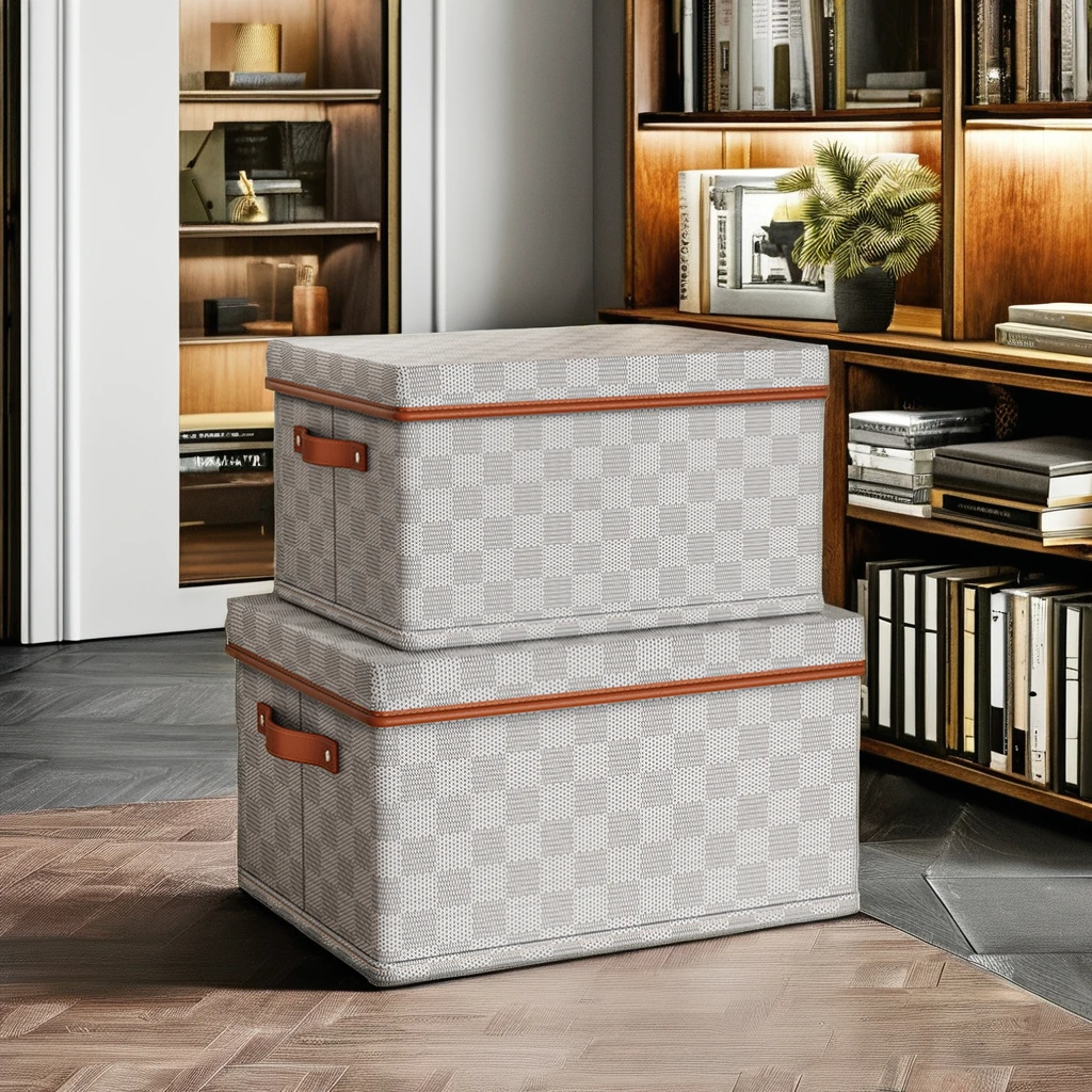 Checkerboard Storage Boxes in Non-woven Fabric Are Used for Clothes and Quilts, As Well As Baskets for Household Toys manufacture