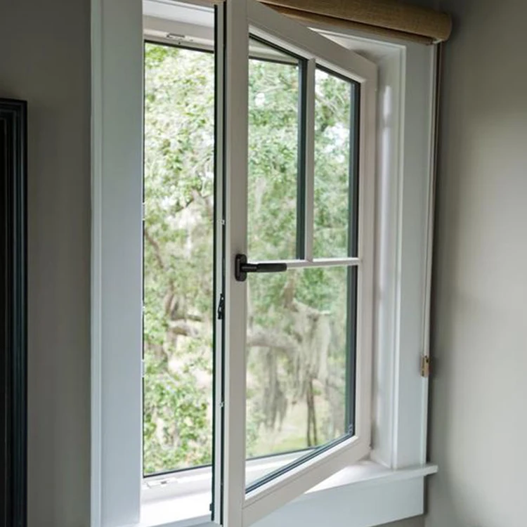Factory UPVC Double Tempered Glazed Insulated Vinyl Plastic Outward Swing French Casement PVC windows