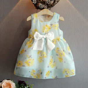 Alibaba Online Shop Girl's Latest Designs Fashion Elegant Flower Sleeveless dress