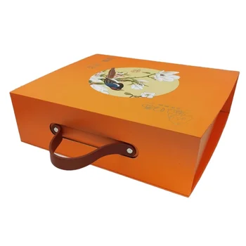 Custom luxury rigid sleeve large cardboard box with handle paper packaging free design
