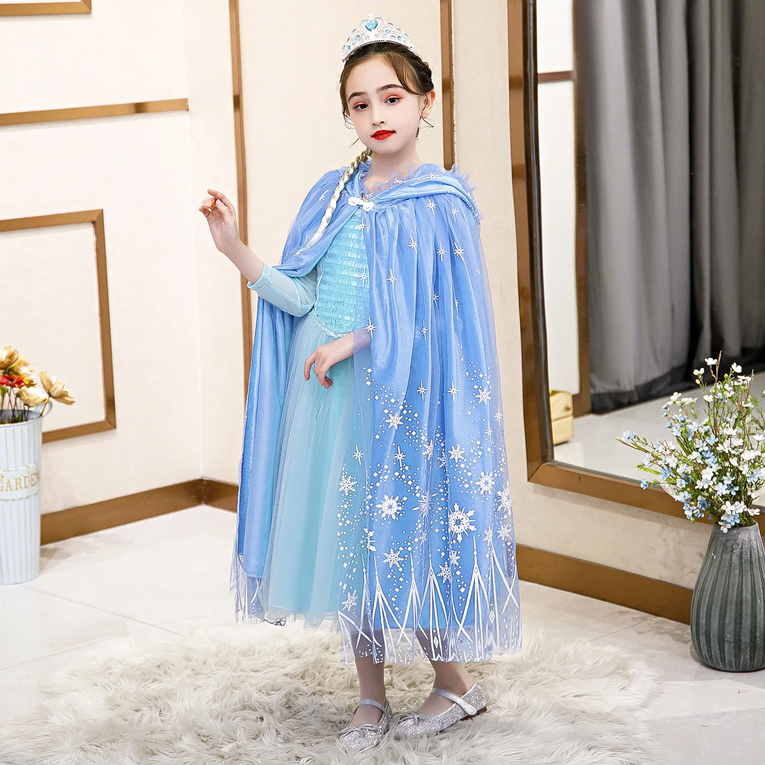 blue dress for baby girl Lauren Elaine Snow Queen Princess Dress Snow Queen Blue (Pictured- Sold Out) / 3 Toddler