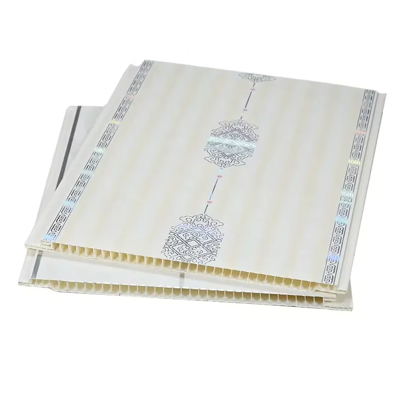 PVC internal fireproof composite wall cladding wooden color PVC ceiling Oil Printing Wood Grain Design Wall Panel