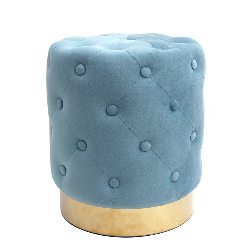 Round Velvet Footrest Stool Pouf Velvet Stool Low Tufted Velvet Storage Ottoman