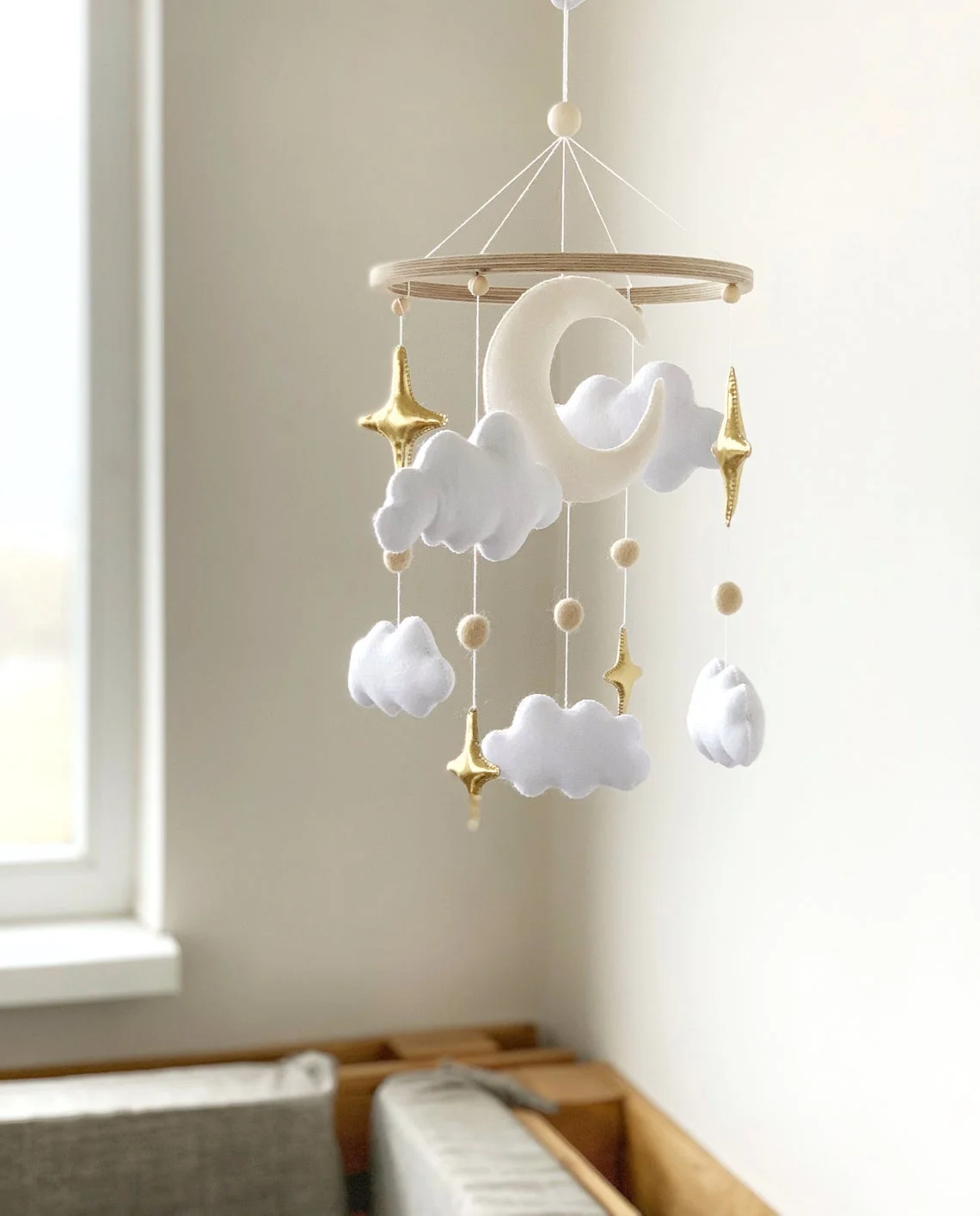 Én Gry & Sif Mobile Bébé Fait Main En Feutre - Décoration Chambre Enfant à Suspendre - Animaux Doux Et Naturels