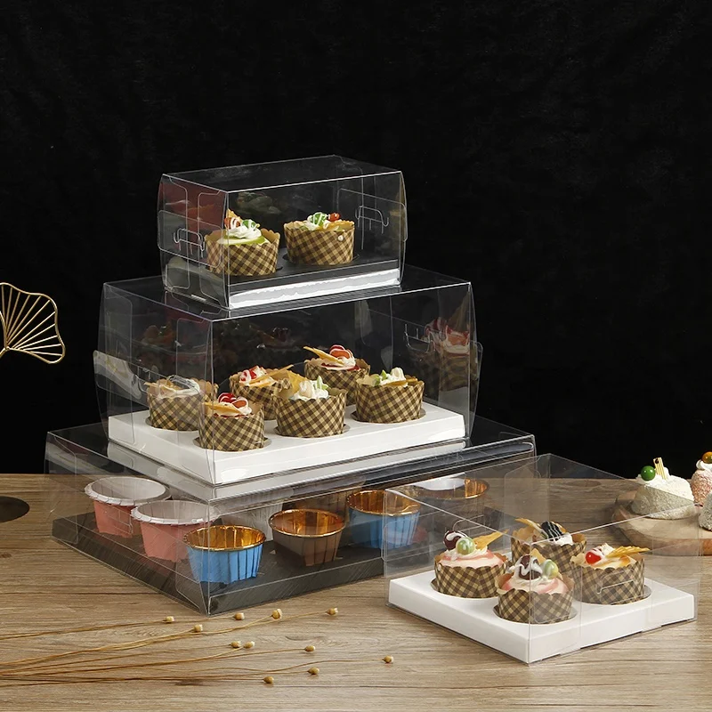 XJH Clear Transparent Cupcake Boxes and Packaging Cake Cookie Boxes With Window Muffin Dragees Holder Dessert Containers
