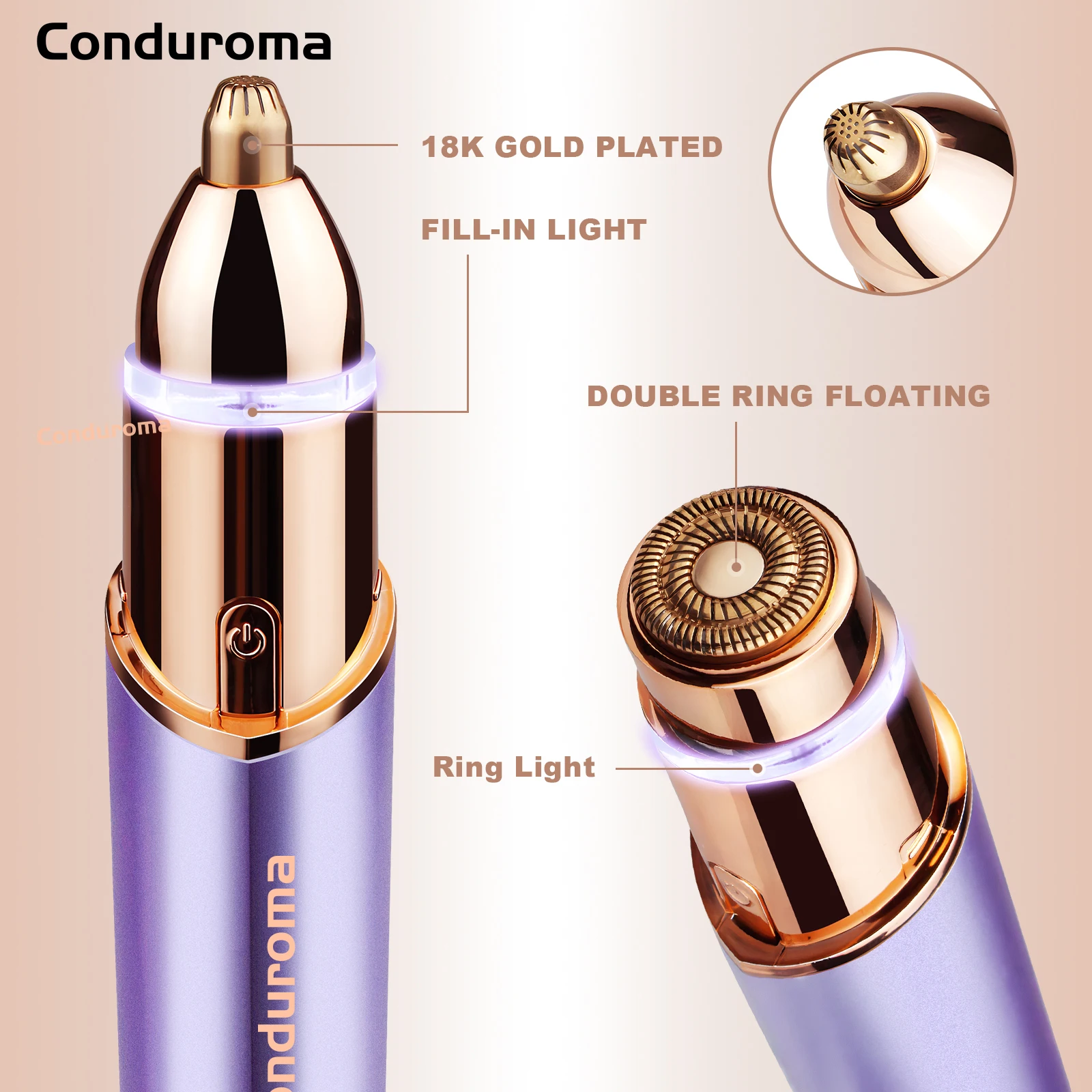 Conduroma 2 in 1 Electric Eyebrow Trimmer & Face Shavers for Women Hair Removal  with Led Light Facial Hair Removal