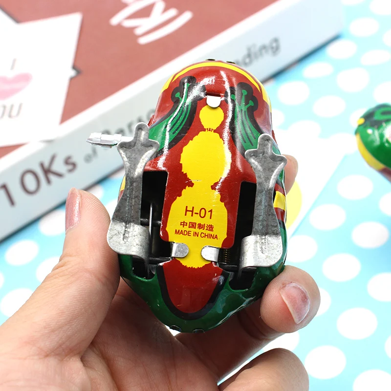 Жестяная лягушка, ностальгическая заводная игрушка на цепочке, железная игрушка животного для детей