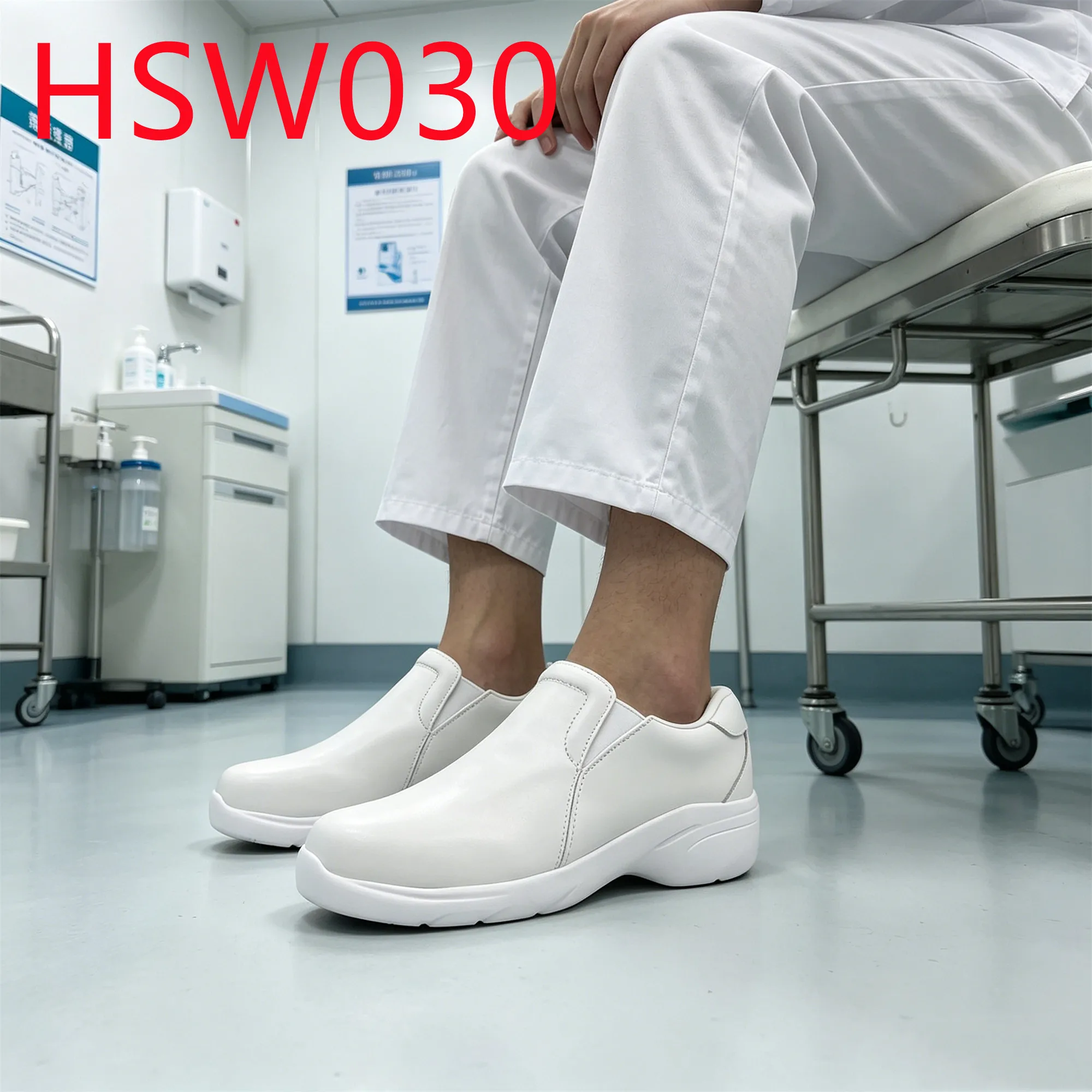 YYR,HACCP Standard Anti-germ&static White/Black Nurse Shoes Purification Workshop Full Grain Leather Labor Footwear HSW030