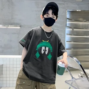 Summer Hot Sale 2pcs Suits T-shirt+Shorts Cartoon Print Fashion Teenagers Boys Clothes Sets