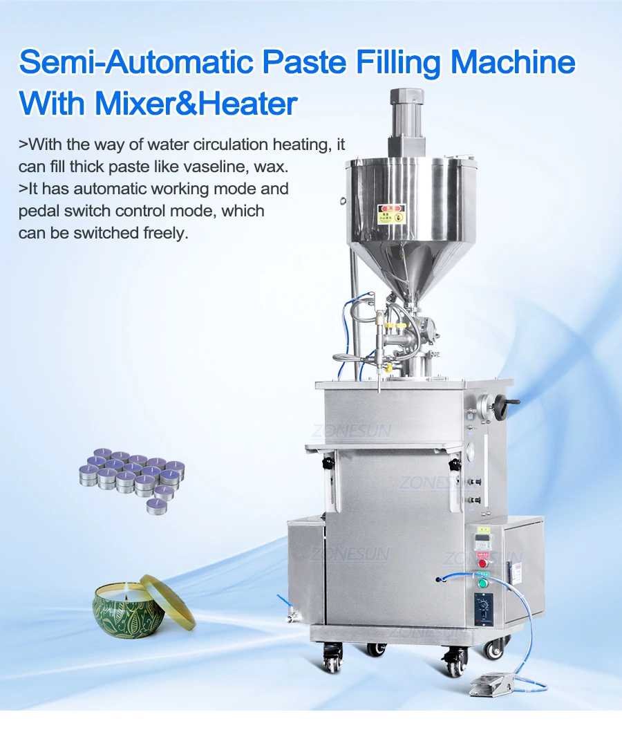 ZONESUN ZS-WCHJ1 Semi-automatic Wax Paste Heating Mixing Filling Machine