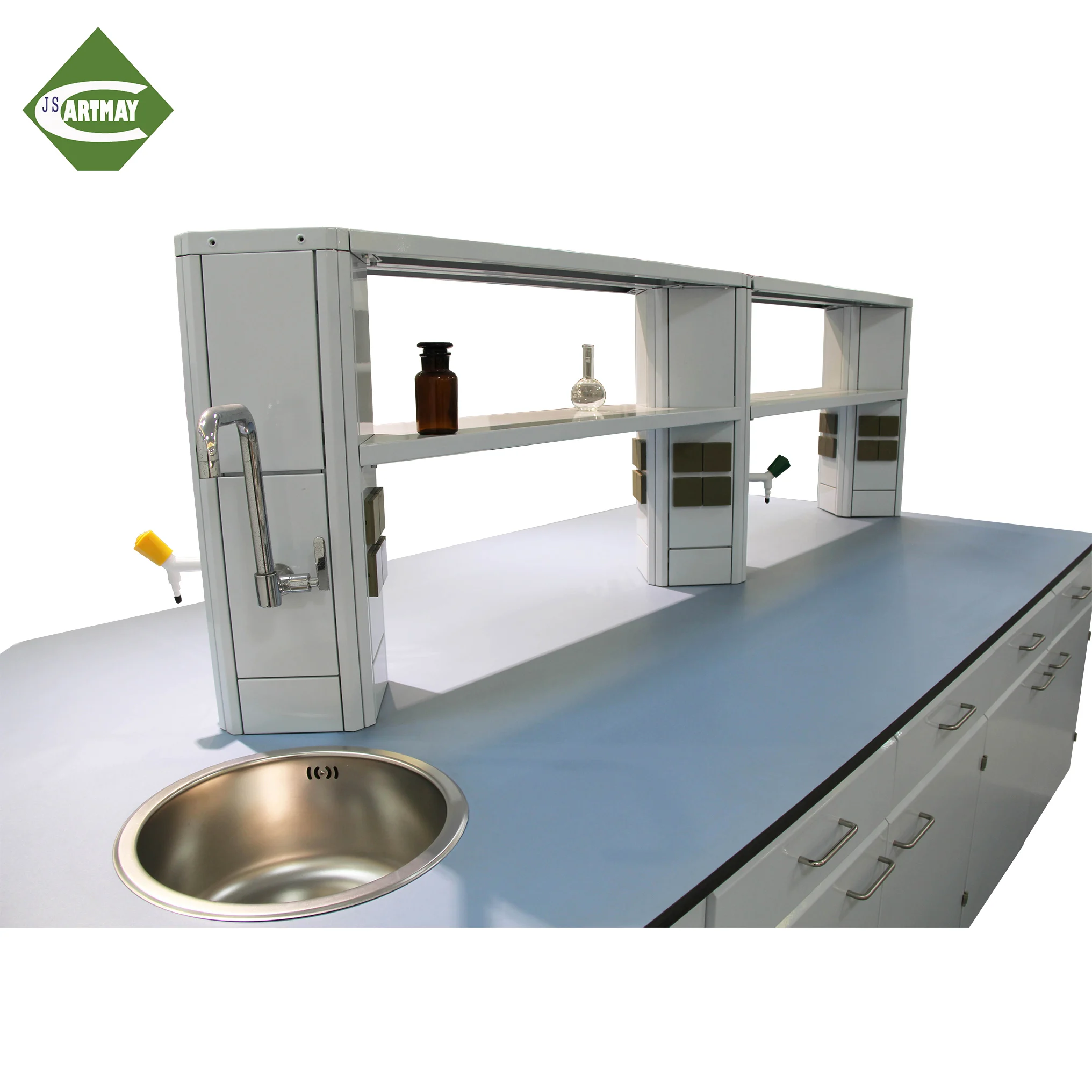 Lab Furniture Custom Sterile Wash Test Conner Tables PP Ceramic Phisycs Laboratory Central Wall Benches Cabinets for Schools