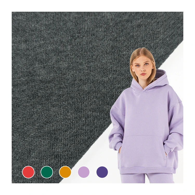 Fashion Style Knitted Terry Fabric 80 Cotton 20 Polyester Material Melange Fleee Fabric for Hoodie