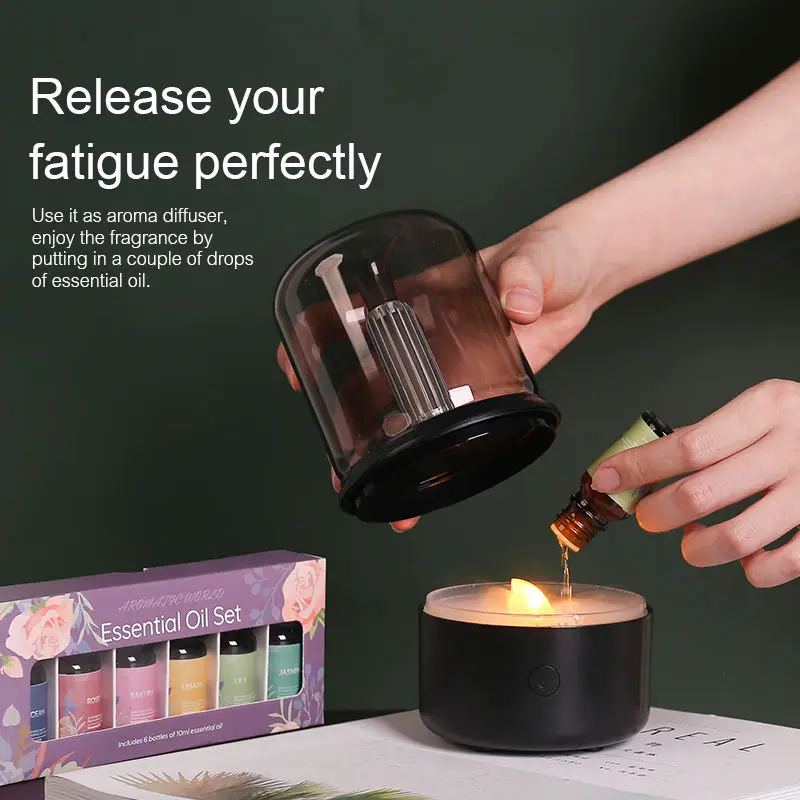 New 120ml Candlelight Essential Oil USB Air Humidifier Electric Ultrasonic Aroma Diffuser With Warm Candle Lamp for Home Office