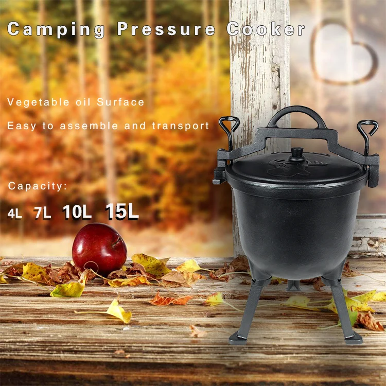 4L 7L 10L 15L Three-Leg Poland Camping Cooking Pot Cast Iron