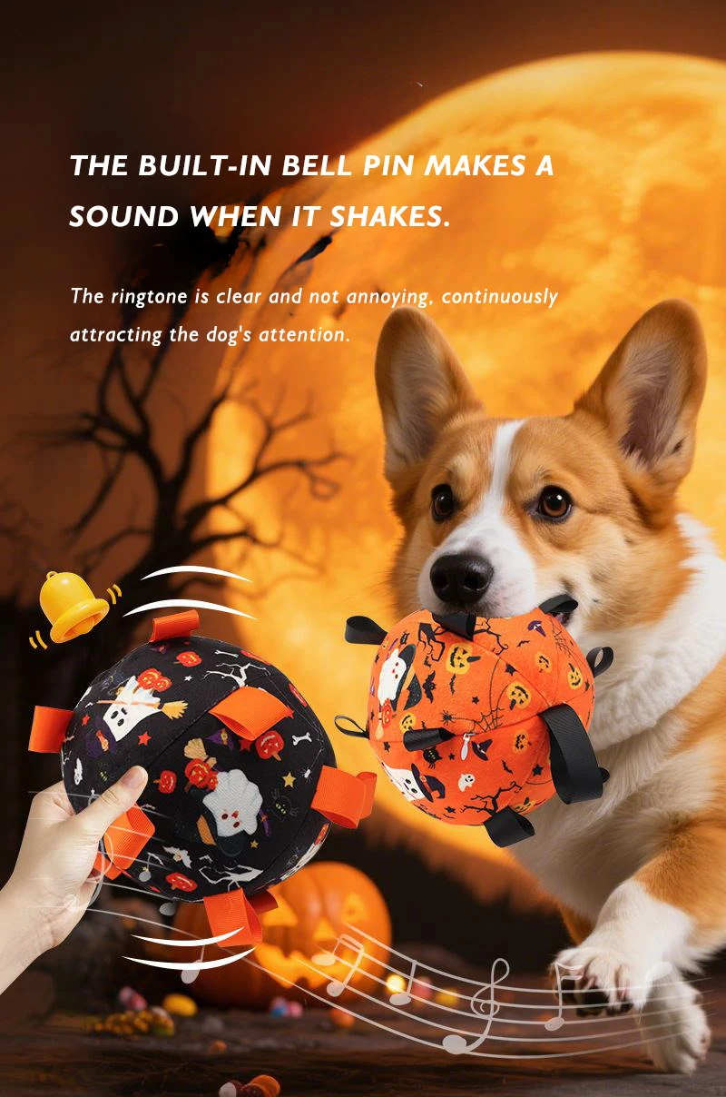 New Halloween Dog Toy Ball Dog Outdoor Football Toy Grinding Teeth Bite Relief Electric Bell Ball factory