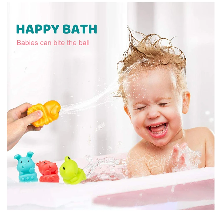 2023 Sensory Hand Grabbing Animal Soft Glue Educational Rattle Teether Toy Rattle Silicon Baby