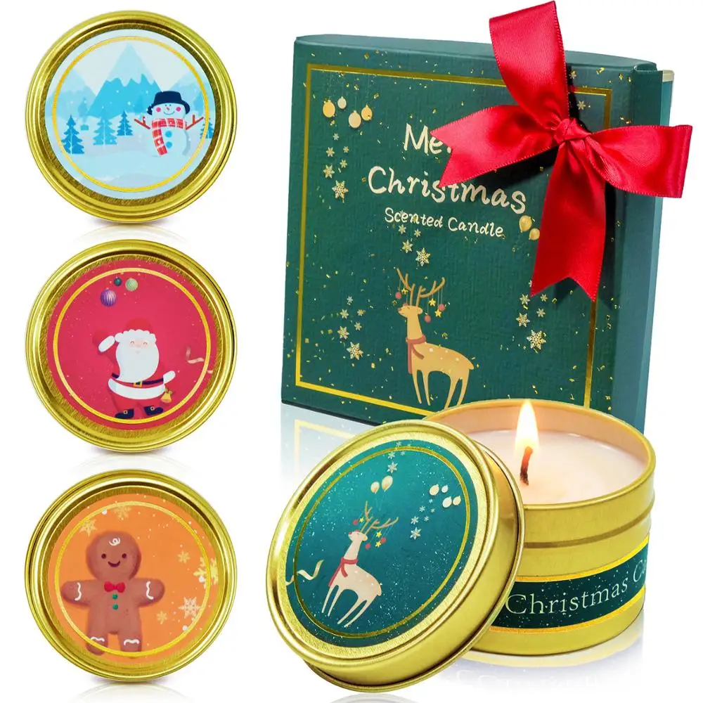 chrimas holiday gift candle gift set aromatic soy wax candle tin