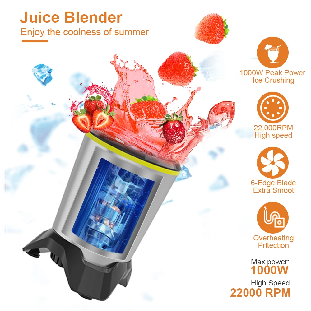 CHULUX Smoothie Maker, 1000W High Speed Bullet Blender with